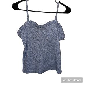 CHASER linen ruffle soft tank top S